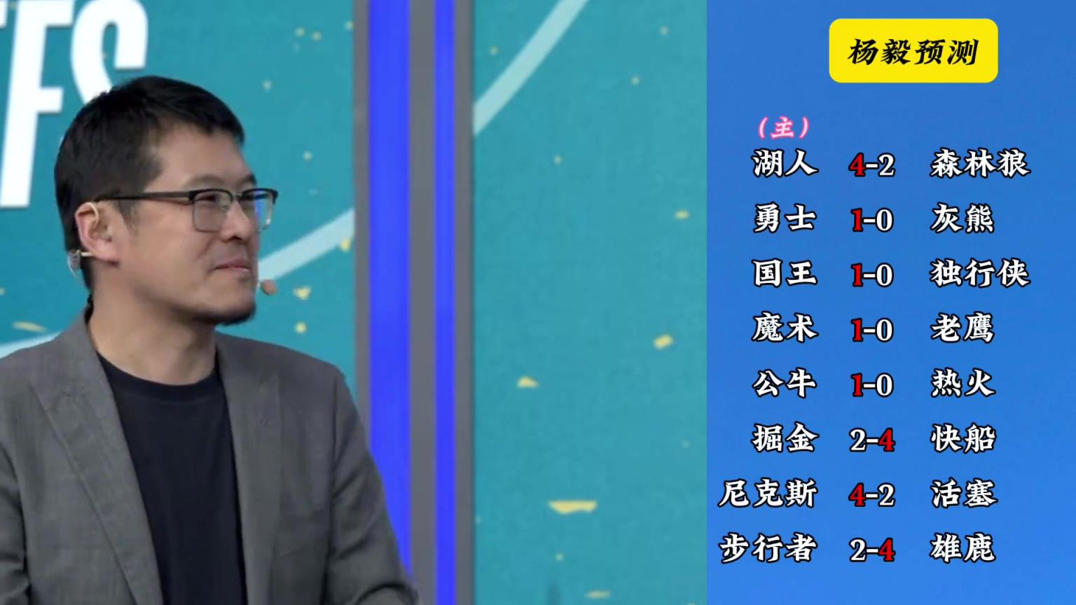 明燈來(lái)了！看看楊毅的季后賽預(yù)測(cè)：湖人4-2狼 快船4-2掘金